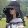 new pattern Flower white Super large Veil Sunscreen Bandage sunlight Beach hat Lace Sandy beach black Korean Edition