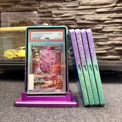 青紫飘花磁吸款PSA35pt金属评级卡保护壳宝可梦评级卡防UV展示框