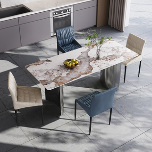 轻奢意式 极简岩板餐桌椅家用现代简约长方形小户型饭桌子2023新款