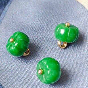 10mm天然玉石南瓜珠新中式国风旗袍马甲衬衫宋锦定制扣高端定制