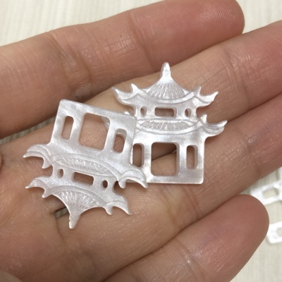 倪妮同款新中式服饰小亭子服饰装饰仿贝壳好汉服香云纱扣23×25mm