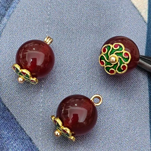 10mm12mm深红玛瑙圆珠纽扣新中式国风旗袍马甲唐装汉服宋锦扣子