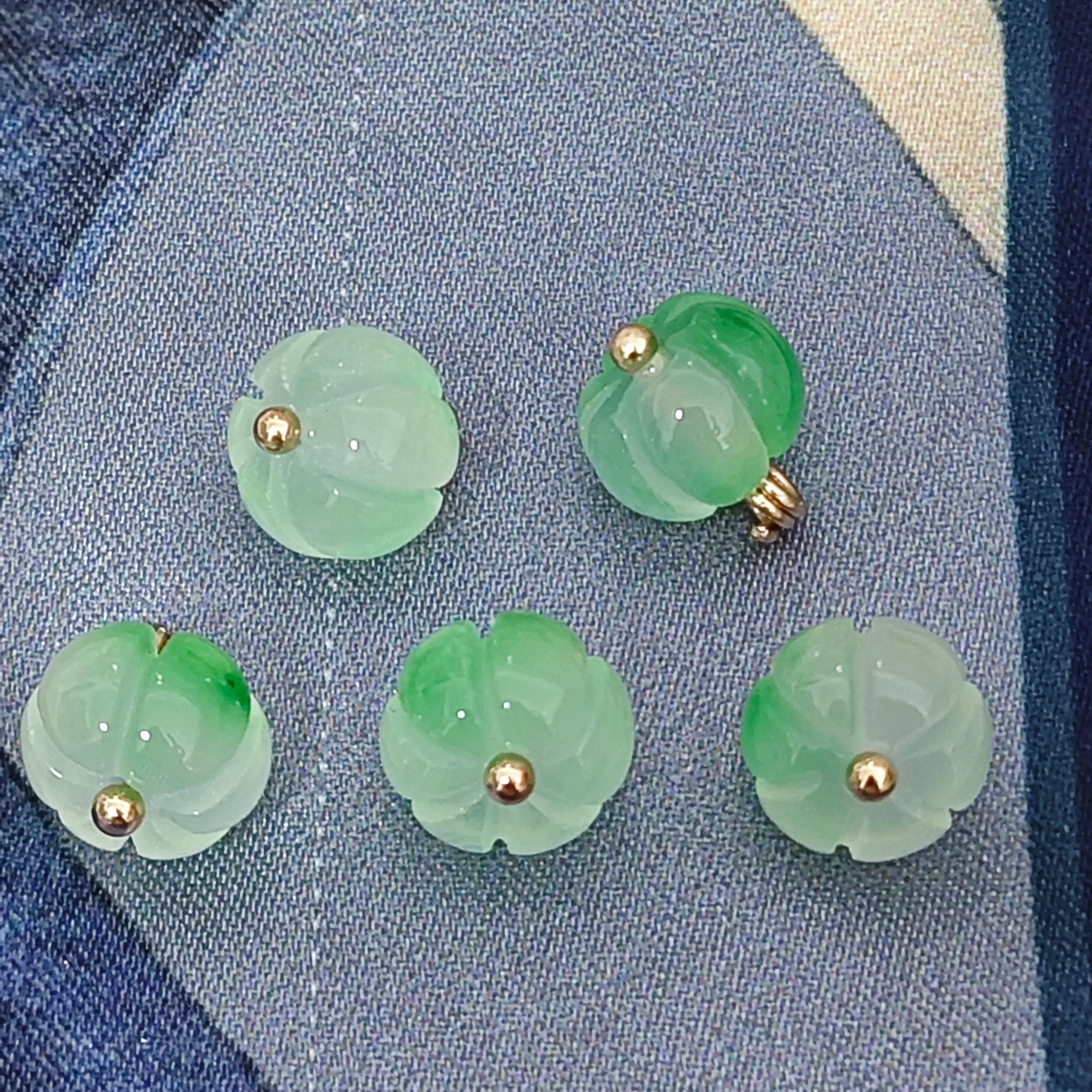 10mm天然石渐变绿色南瓜旗袍扣子汉服衬衫保色中式纽扣手工DIY