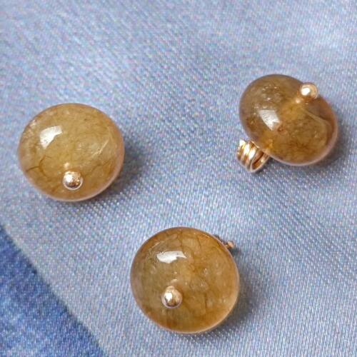 10mm天然玉石茶色扁珠纽扣新中式国风旗袍马甲衬衫宋锦定制扣