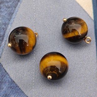 12mm天然石黄虎眼玉石纽扣国风旗袍唐装汉服衬衫扣子秋冬大衣扣