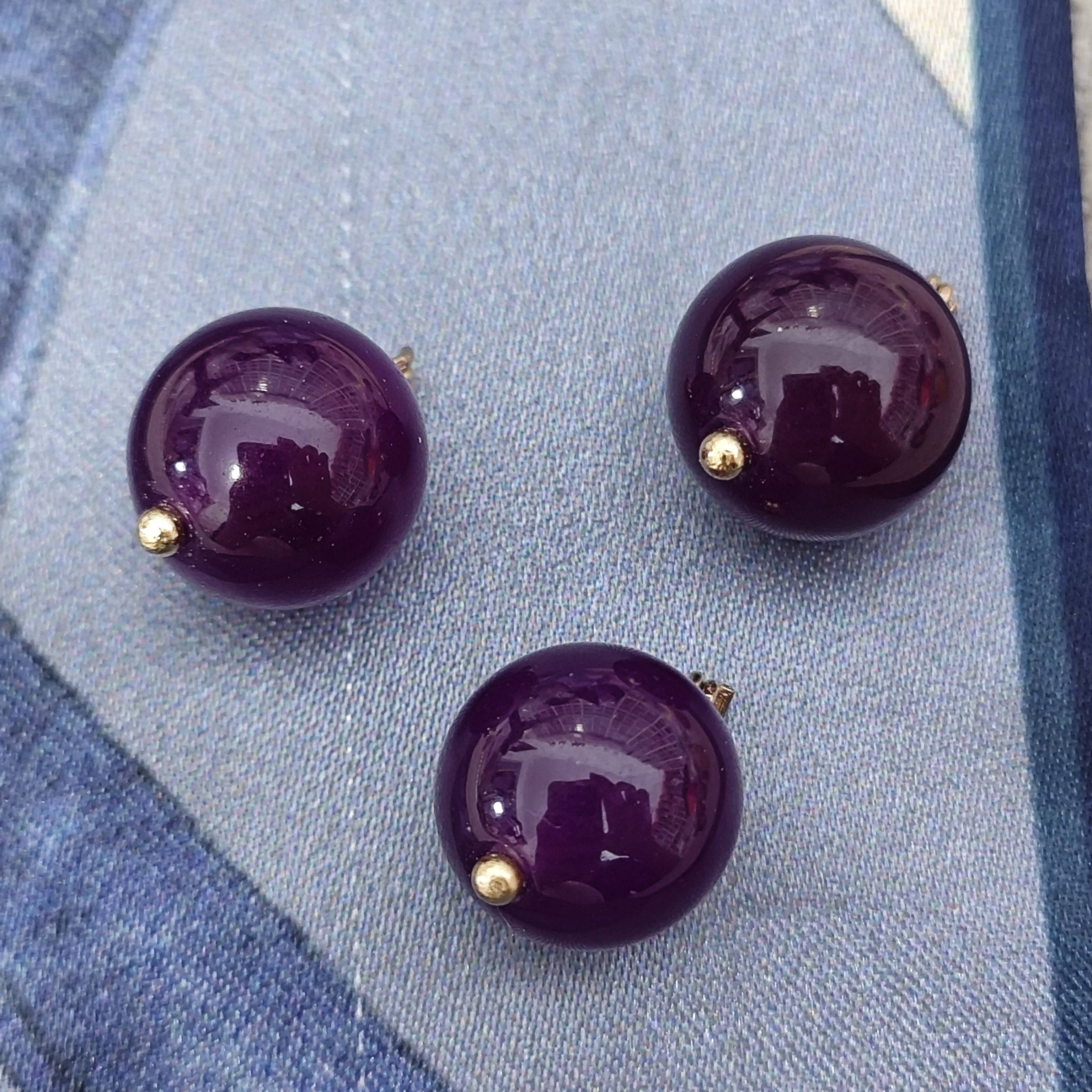 12mm秋冬新款深紫色玉石纽扣新中式旗袍马甲外套毛衣开衫扣盘扣