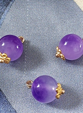 10mm天然石紫色飘花扣新中式国风旗袍唐装汉服衬衫宋锦扣高端