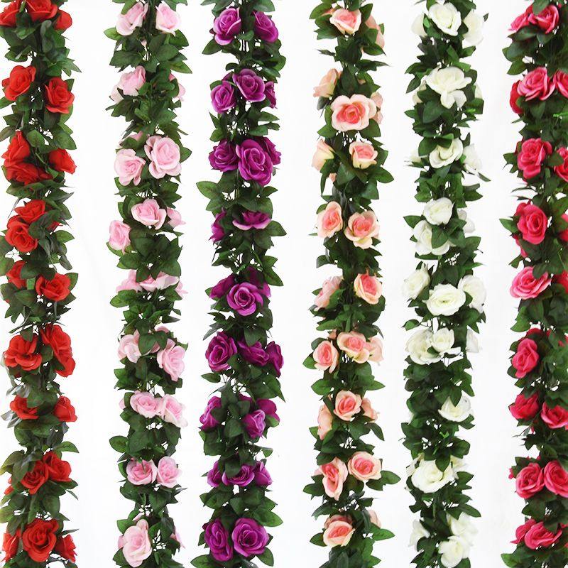 塑料花仿真花高档仿真花藤假玫瑰花藤条缠绕客厅空调水管道遮挡装