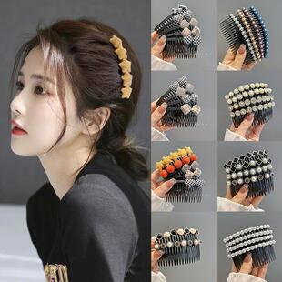 短头发扎发神器布艺碎发梳发卡夹子头饰女倒插梳发夹前额刘海整理