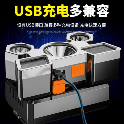 强光头灯可充电超亮远射户外头戴式矿灯野外特种兵照明灯夜钓鱼灯