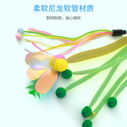 工厂现货宠物用品新款尼龙软管逗猫棒自嗨互动玩乐猫玩具