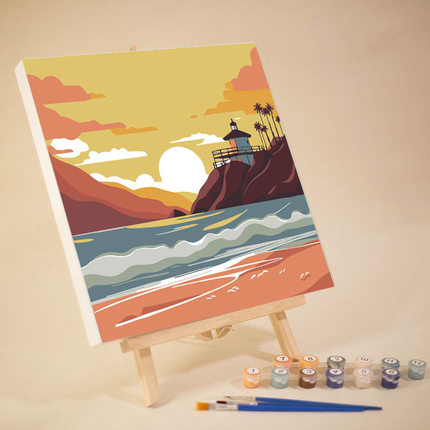 厂家直销高质量颜料环保内框风景类diy数字油画手工填色油画