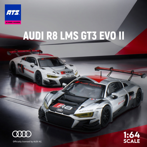 预售-壹号站台|ATS 1:64 奥迪R8 LMS GT3 EVO II 610紫色合金模型