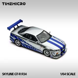 壹号站台|TM1:64 Skyline GT-R R34 银蓝 合金仿真汽车模型