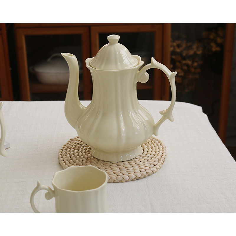 半颗橘子HO 纯色陶瓷花茶壶热水壶 下午茶壶 带虑孔茶壶浅淡色壶