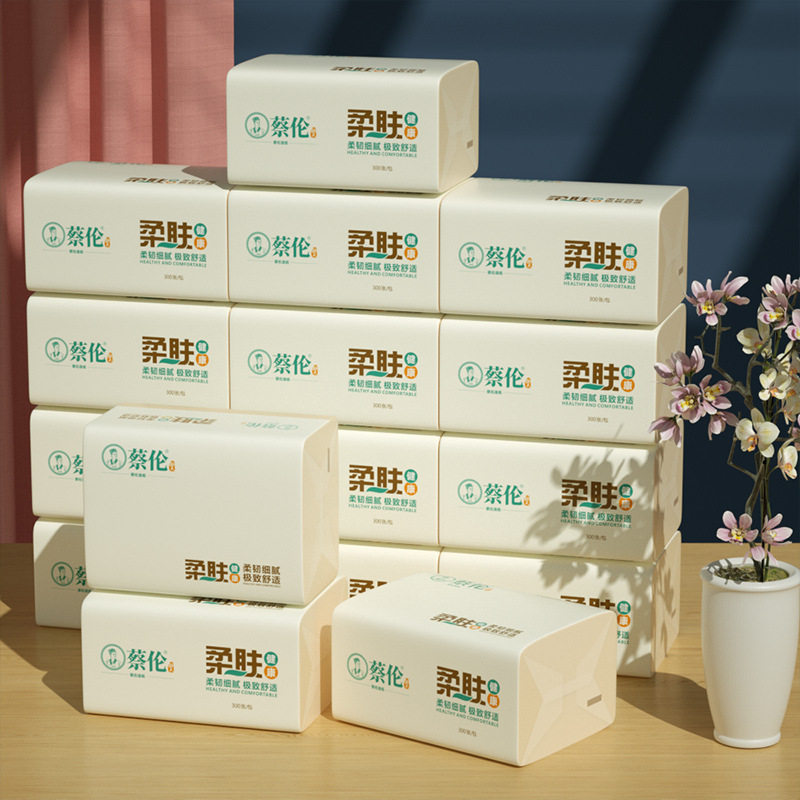 蔡伦4层加厚酒店抽纸家用卫生纸整箱商用餐巾纸面巾纸工厂现货批