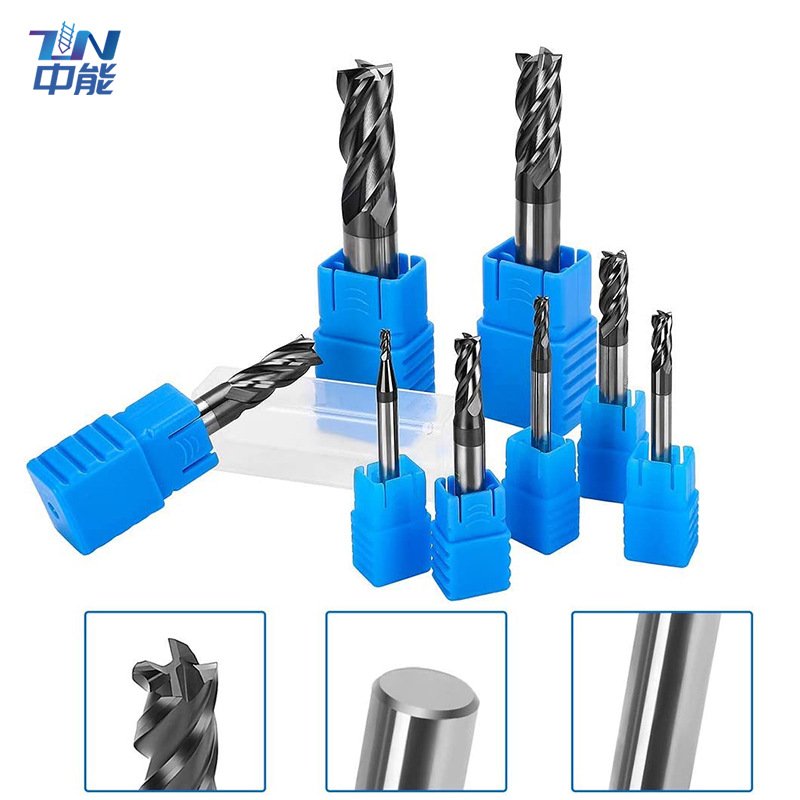 8件套45度钨钢铣刀 8pcs 2-12mm 4槽硬质合金立铣刀CNC刀具