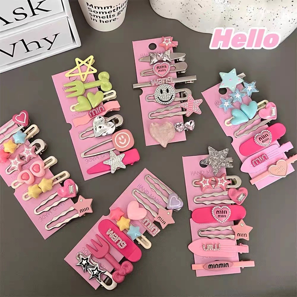 y2k星星爱心发夹女侧边碎发刘海夹金属鸭嘴夹子甜酷少女发卡头饰