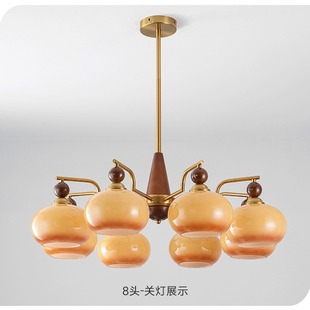 复古美式 柿子客厅吊灯包豪斯奶油风餐厅灯中古风vintage卧室吊灯