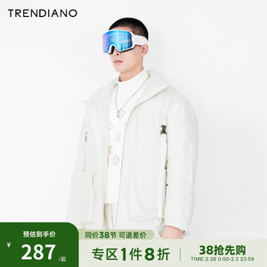 TRENDIANO潮牌秋冬时尚扣带解构机能风设计感立领羽绒服外套男士