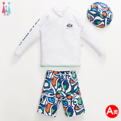 宝宝泳装 防晒分体套装 男童游泳衣中大童长袖 儿童泳衣男孩2024新款