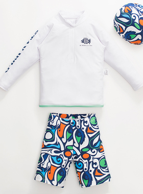 儿童泳衣男孩2024新款男童游泳衣中大童长袖防晒分体套装宝宝泳装