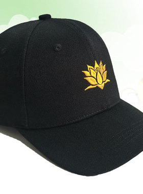刺绣莲花简约图案定做弯檐棒球帽