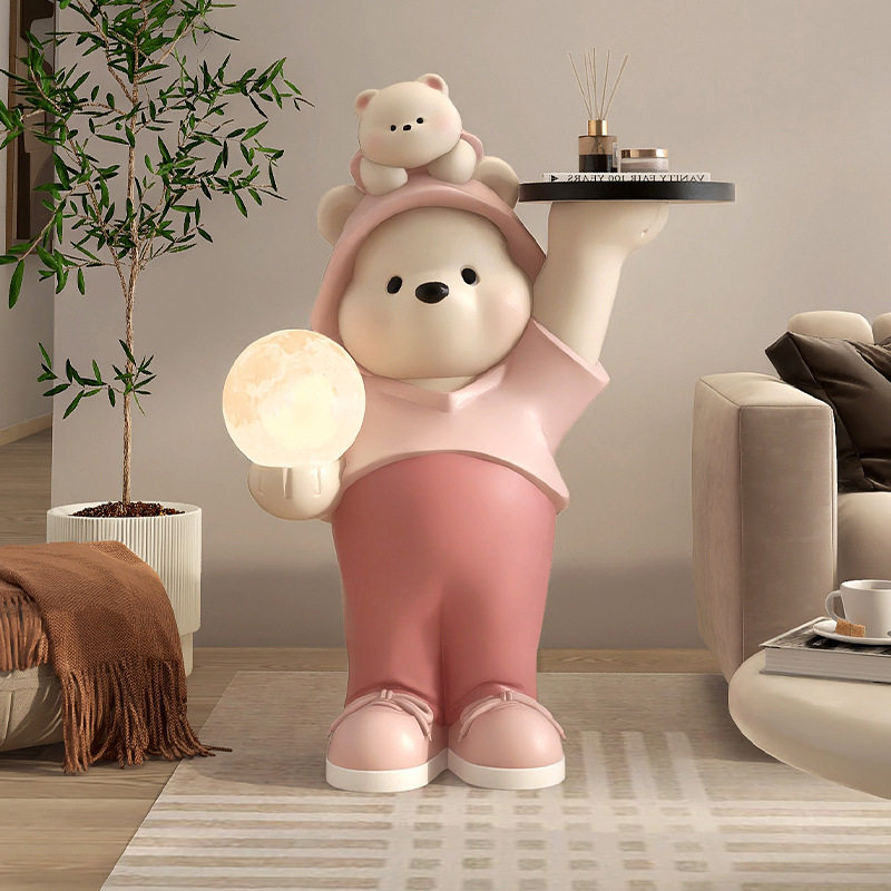 客厅大型落地摆件沙发旁电视柜旁边家居装饰品软装夜灯大件熊公仔