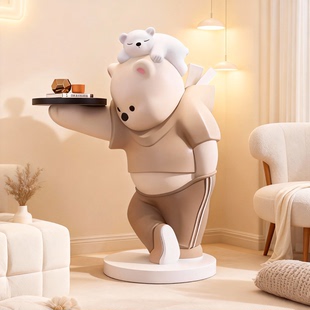 客厅大型落地摆件沙发旁电视柜旁边家居装 玄关大件公仔 饰品熊软装