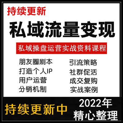 私域流量变现社群成交复购用户裂变增长朋友圈运营打造个人IP课程