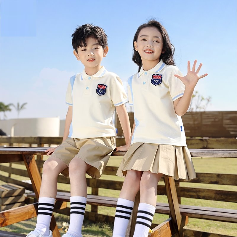 小学生班服表演短裙T恤春夏季班级教师运动会夏季套装服装三件套