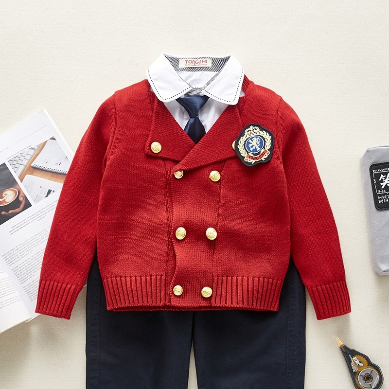 英伦风校服春秋装幼儿园园服中小学生班服套装学院儿童单件针织衫