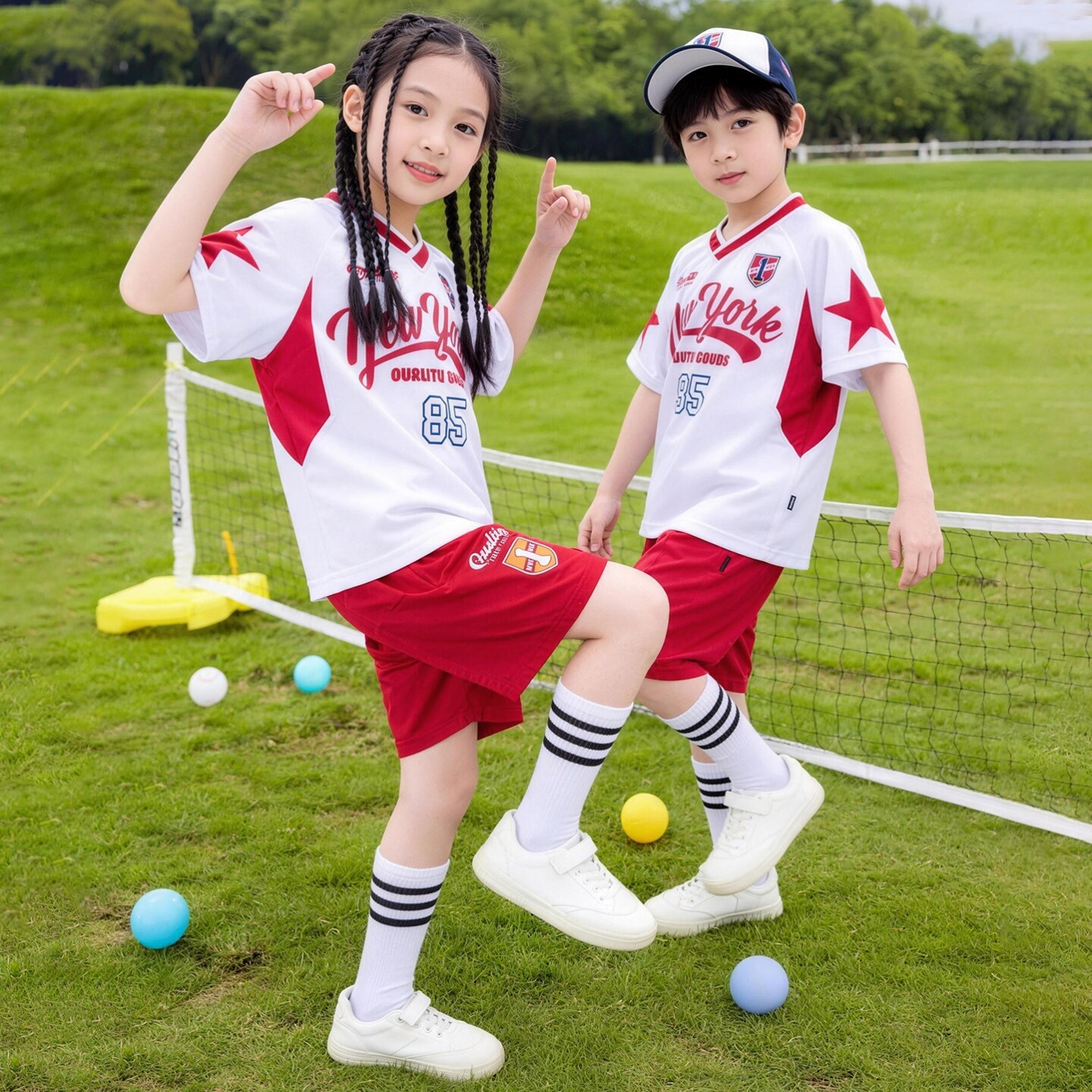 儿童演出服开幕式比赛运动会套装夏季男童潮服统一亲子装表演服装