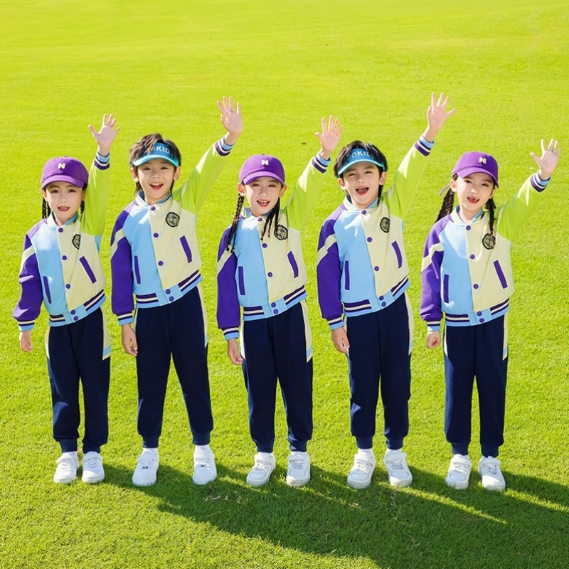 运动风班服夏秋季演出服学院风中小学生中小学教师秋装女孩翻领