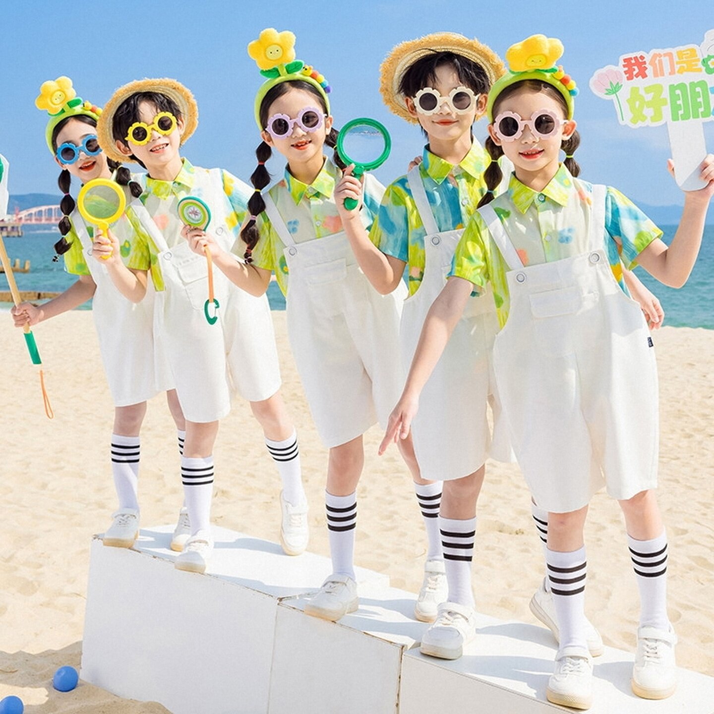 小学生班服白衬衫新中式合唱诗歌演出服两件套儿童连衣裙古风夏季