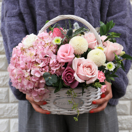 手提花篮鲜花情人节南京鲜花速递配送订向日葵同城玫瑰花生日上海