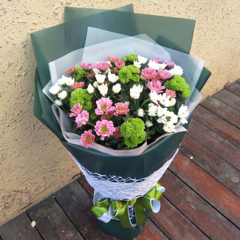 绿色小雏菊鲜花束长沙花店同城送花衡阳岳阳株洲送花郴州湘潭生日