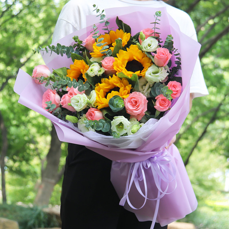 太原鲜花同城速递向日葵玫瑰绣球花束七夕母亲节生日礼物花店送花