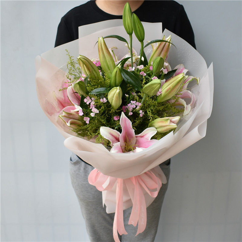 石家庄鲜花速递白粉百合花束保定唐山廊坊燕郊邯郸邢台同城送花店