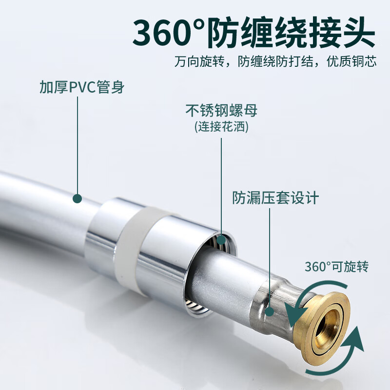PVC软管加厚万向防爆防缠绕耐高温软管浴室花洒喷头通用花洒软管