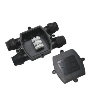 二进二出IP68防水接线盒配3位端子台黑色塑料led路灯户外接线盒