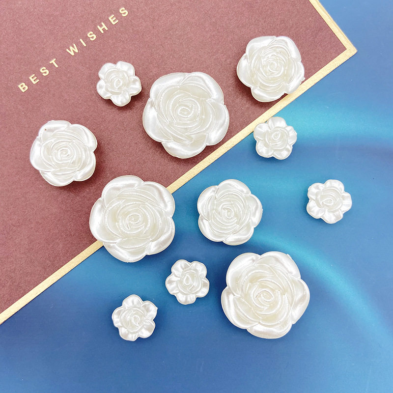 diy手工树脂配件头饰创意新款奶油胶手机壳饰品配件 珍珠玫瑰花