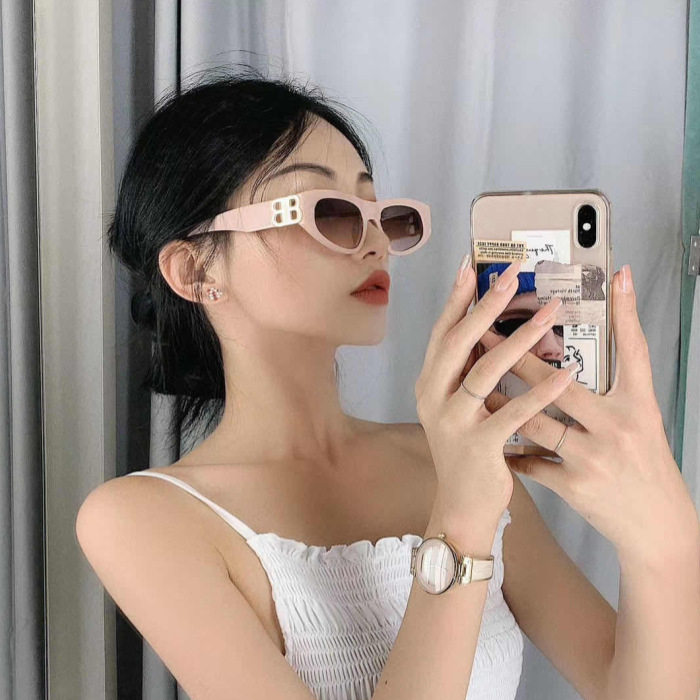 新款巴黎品牌时髦双B字母墨镜男女复古猫眼防紫外线太阳眼镜潮流