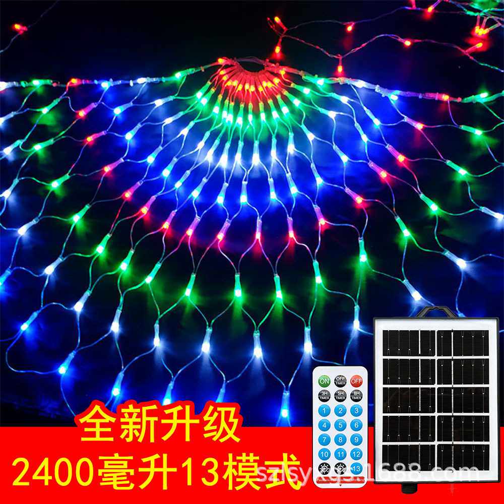 太阳能LED彩灯孔雀灯闪灯串网灯110V美规欧规英规户外装饰渔网灯