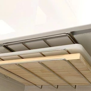 厨房橱柜吊柜下挂置物架多功能锅盖架悬挂下挂架挂钩砧板纸巾架