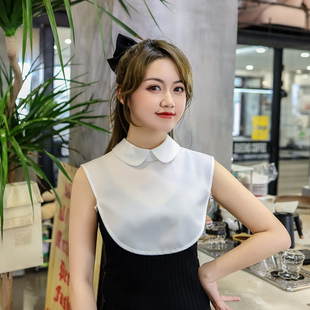 娃娃领假领子女百搭假领装饰领秋冬女士套头红色柔软仿缎面毛衣领