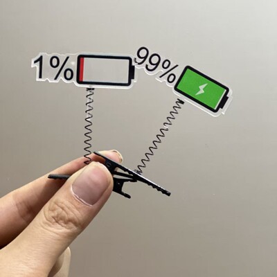 个性电量百分之一百分之99发夹弹簧夹顶夹摇摇发夹子电量1%发夹