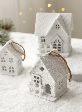 圣诞树雪花木质镂空微景观房子小挂件圣诞节装饰品挂饰