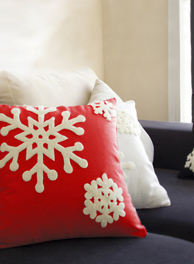 cushion covers圣诞节雪花绣花沙发靠枕刺绣抱枕靠垫套圣诞抱枕套