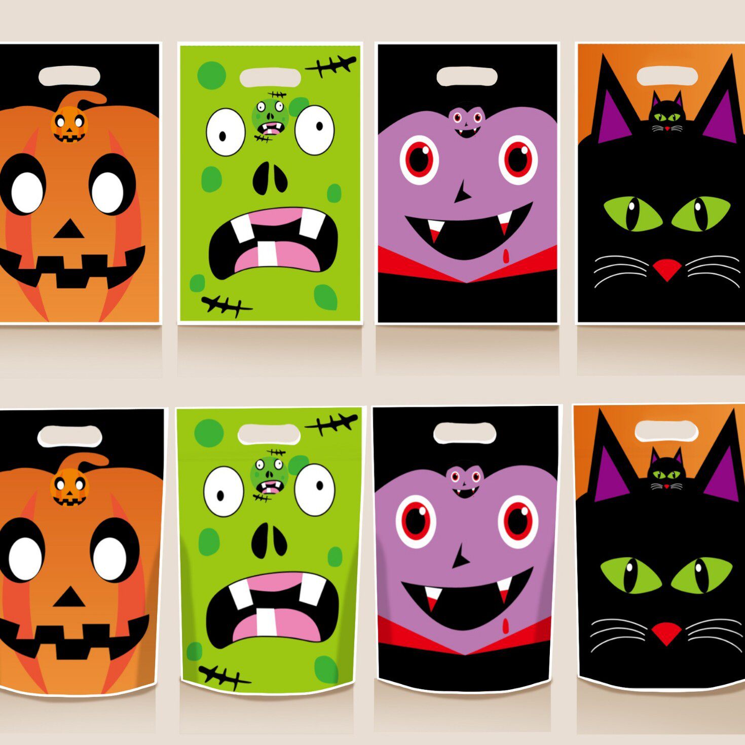 2025新款万圣节糖果袋万圣手提袋卡通图案手提袋万圣礼品包装袋